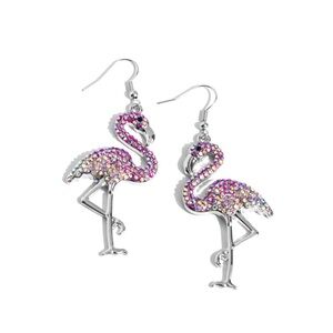 Pink Flamingo Rhinestone Earrings